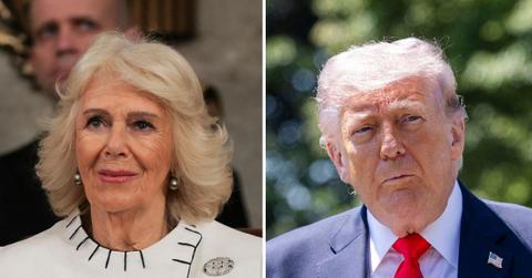 split photo of Queen Camilla & Donald Trump
