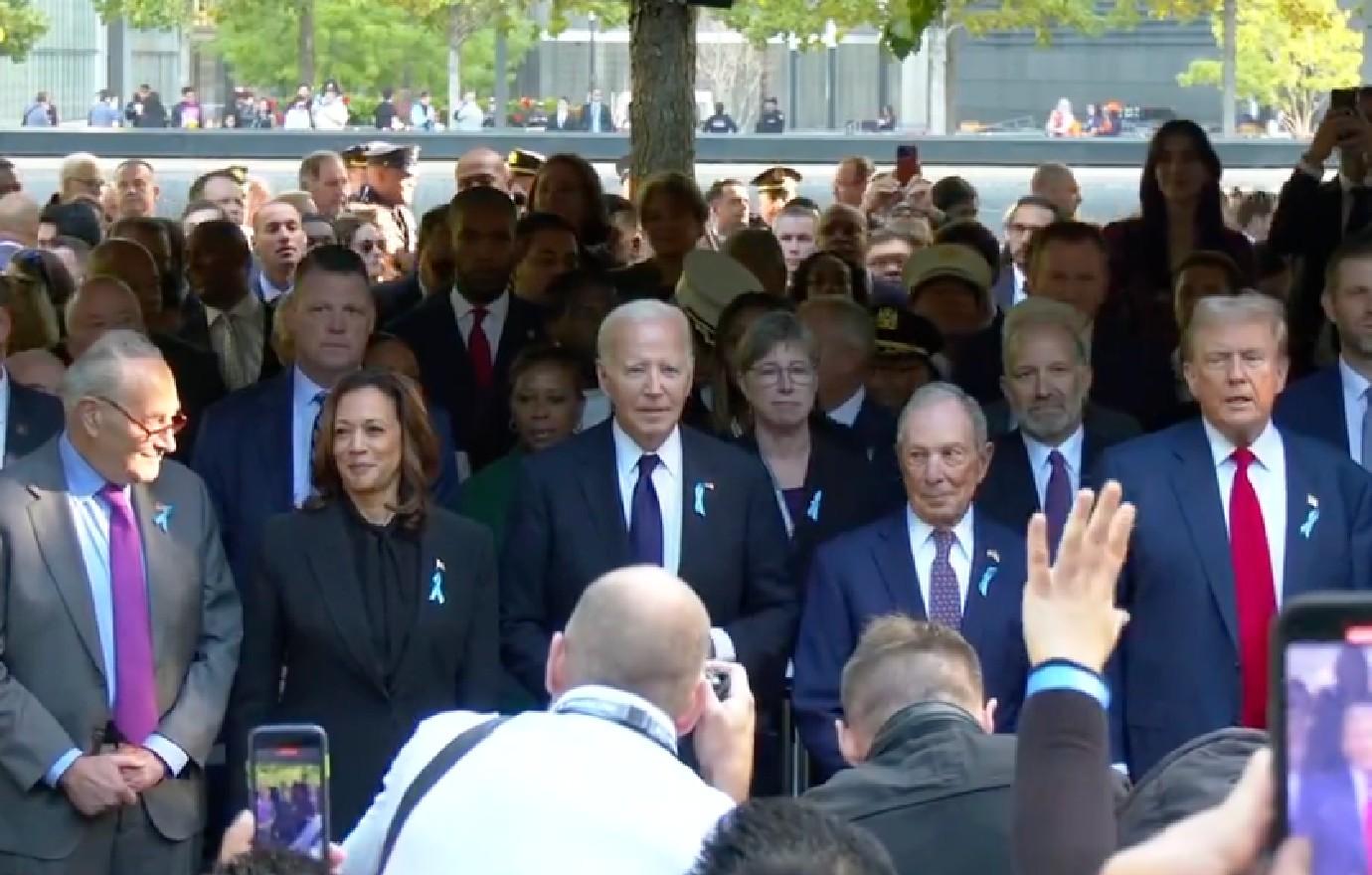 donald trump congratulates shakes hands kamala harris  debate watch