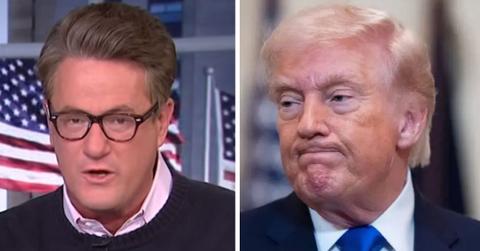 split photo of Joe Scarborough and donald trump