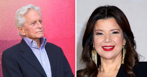 Split photo of Michael Douglas and Ana Navarro.