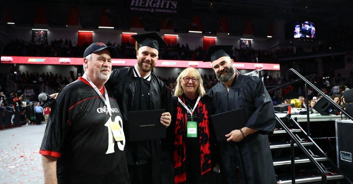Photo of Jason Kelce, Ed Kelce, Travis Kelce and Donna Kelce