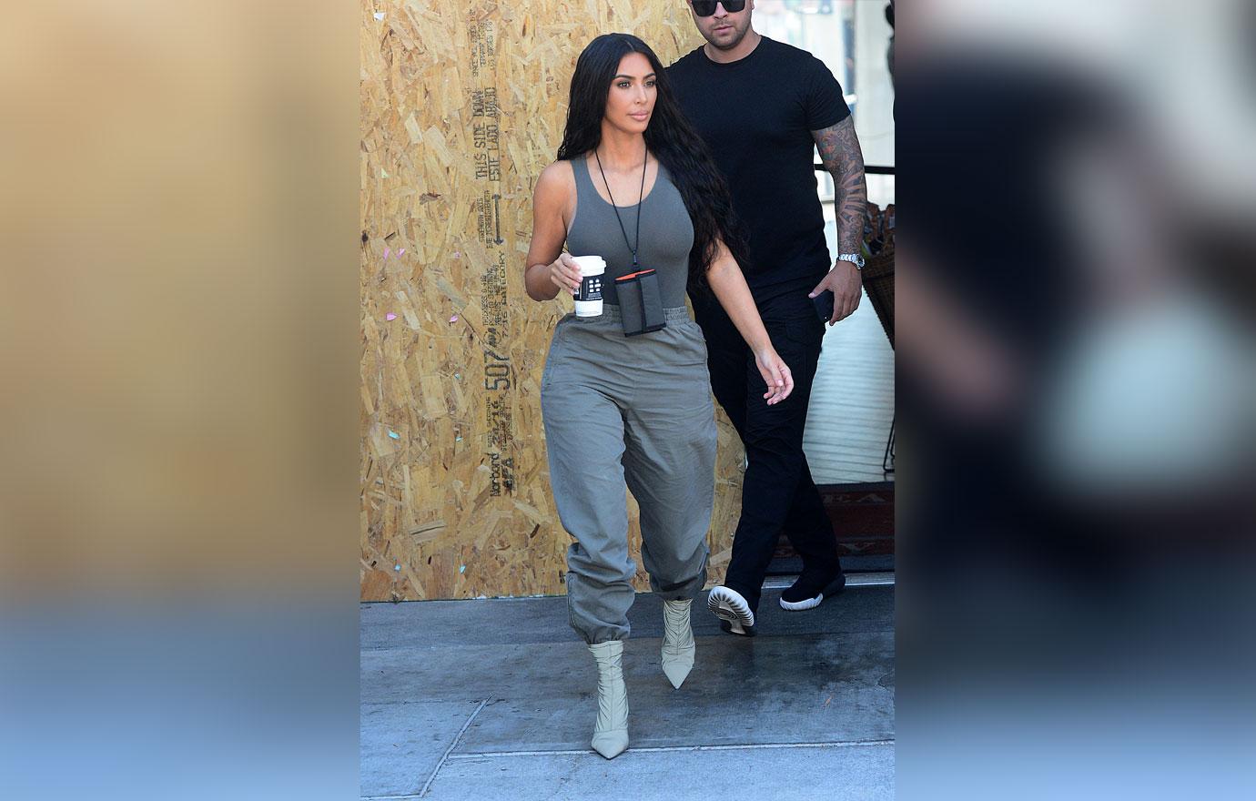 Kim Kardashian and Kourtney Kardashian Film at a Coffee Shop in West Hollywood