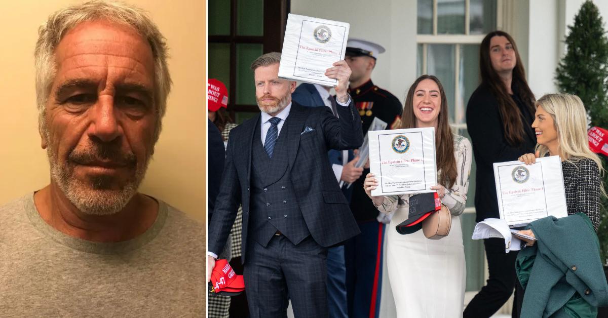 Photo of Jeffrey Epstein; picture of conservative influencers.