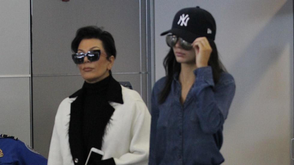 Kris Jenner and Kendall Jenner at JFK Airport