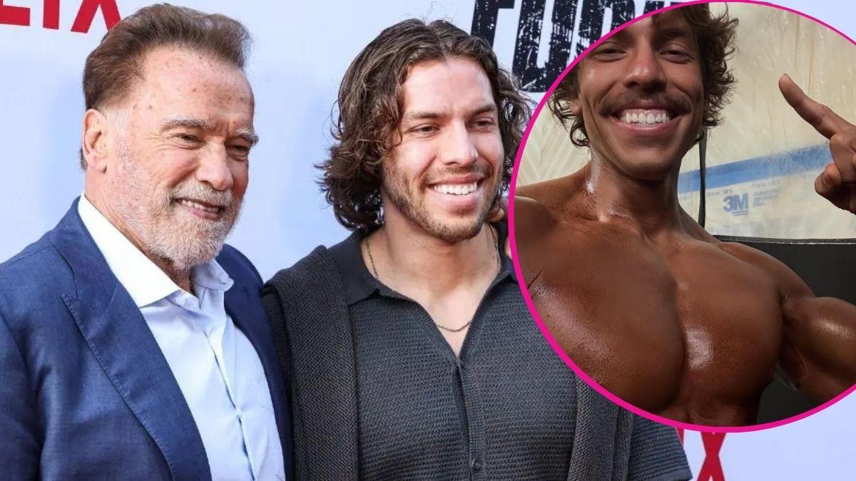 image and inset of Joseph Baena and Arnold Schwarzenegger