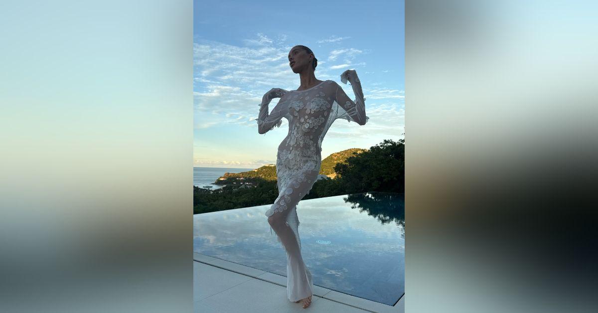 Image of Elsa Hosk stunned in head-to-toe white.