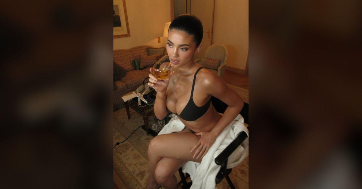 Image of Kylie Jenner posed in her undergarments.