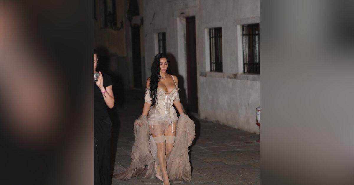 kim kardashian spills out of dress jeff bezos lauren sanchez wedding venice