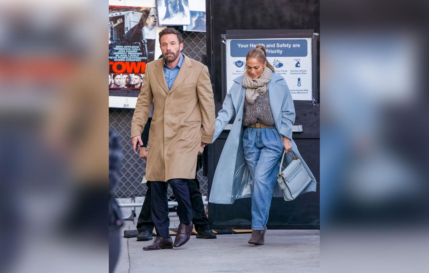 ben affleck and jlo arrive to jimmy kimmel after backlash