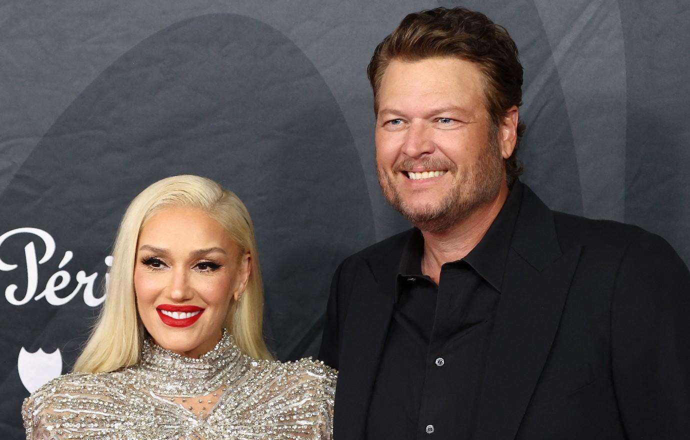 gwen stefani smiles th birthday husband blake shelton photo