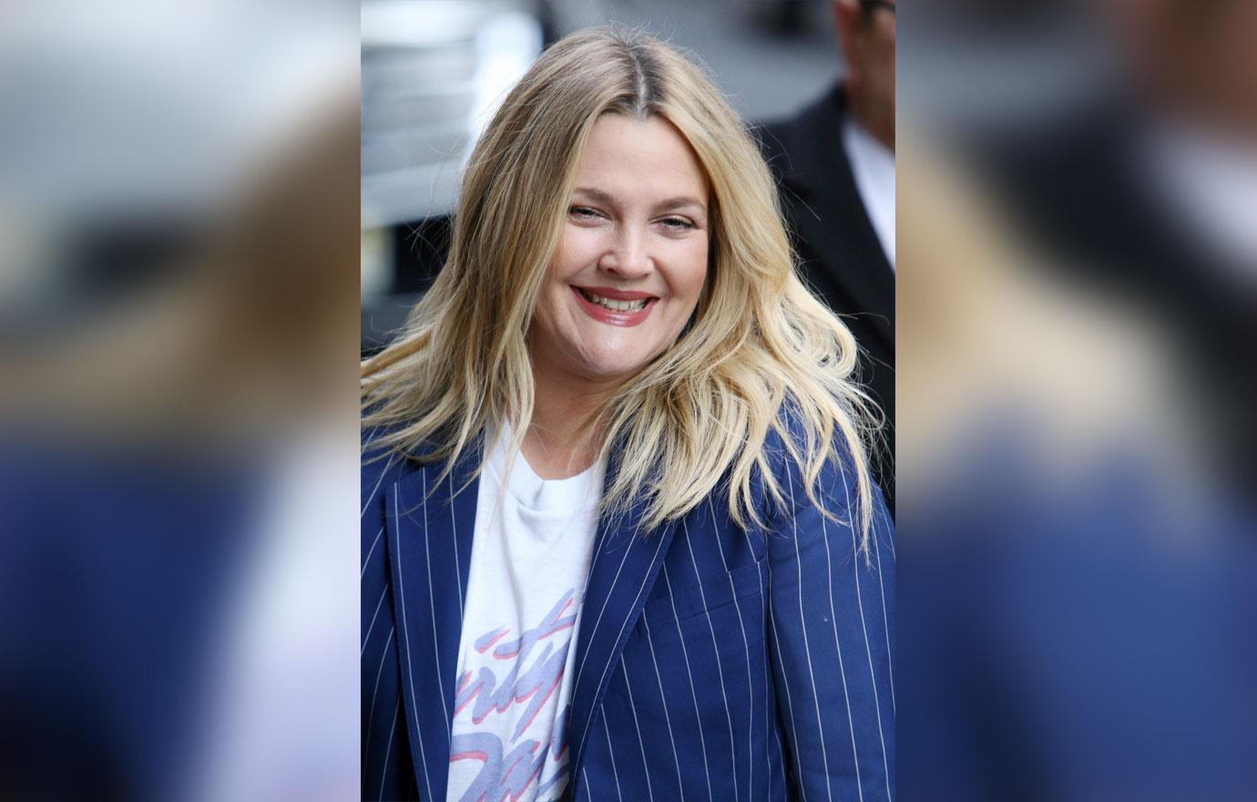 Drew Barrymore is all smiles while stopping by &#8216;The Late Show With Stephen Colbert&#8217;