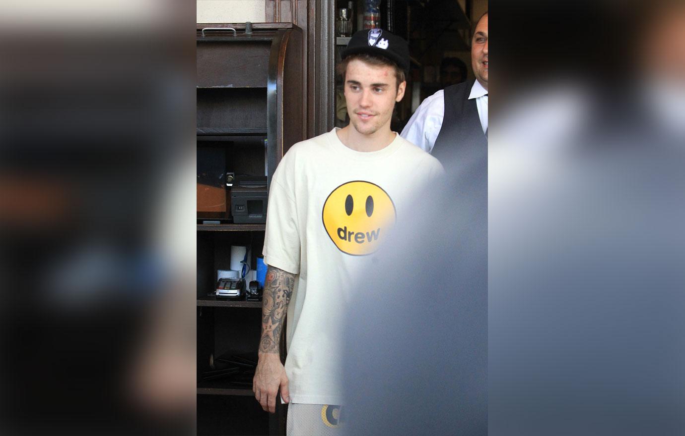 Justin Bieber Wearing Drew Tee Shirt