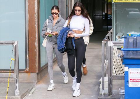 hailey bieber and bella hadid are seen leaving pilates class in los angeles shopping ok