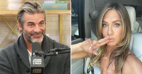 Split photo of Jim Curtis and Jennifer Aniston