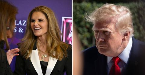 Split image of Maria Shriver and Donald Trump
