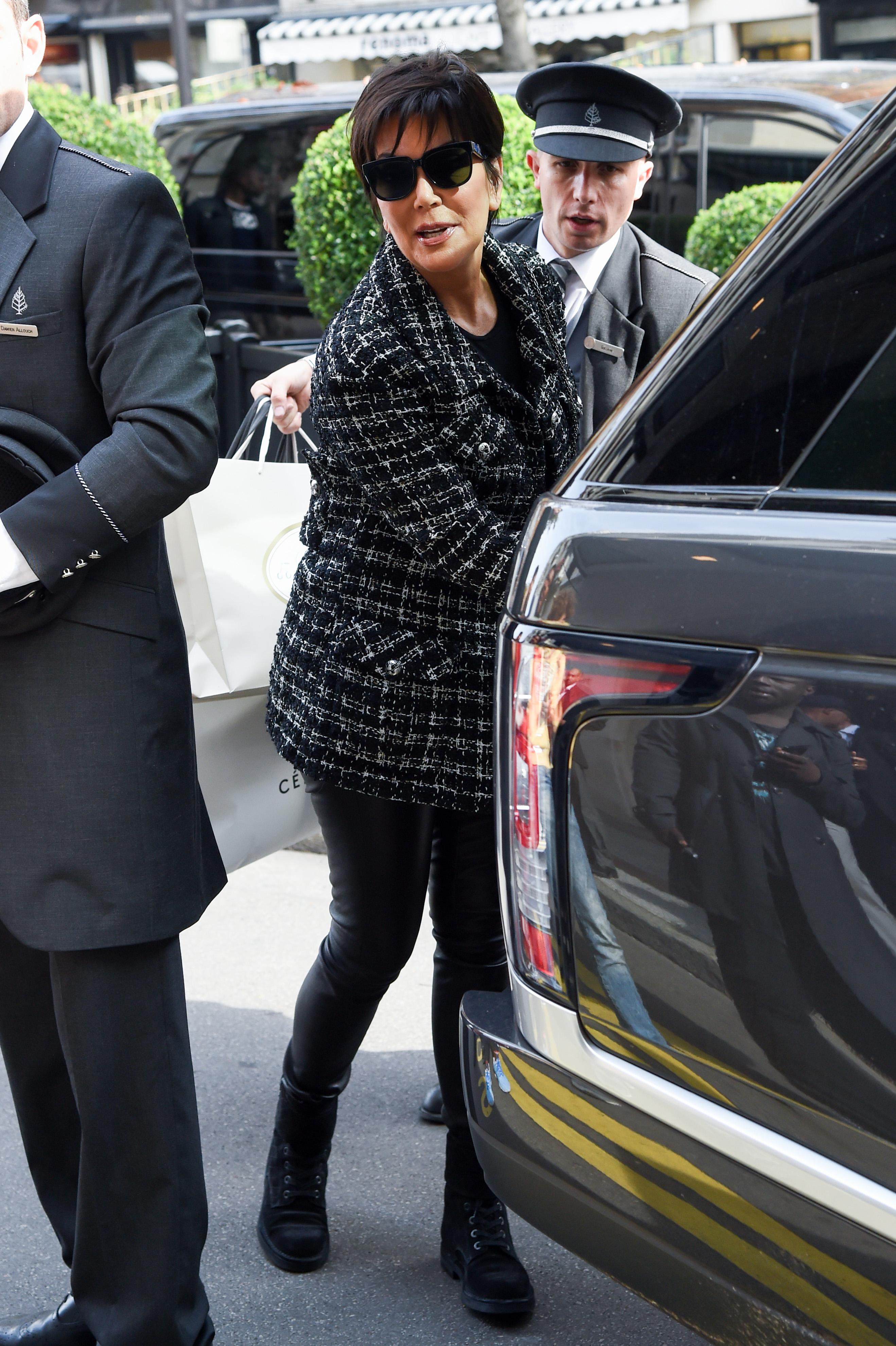 Kris Jenner arrives at her Hotel in Paris