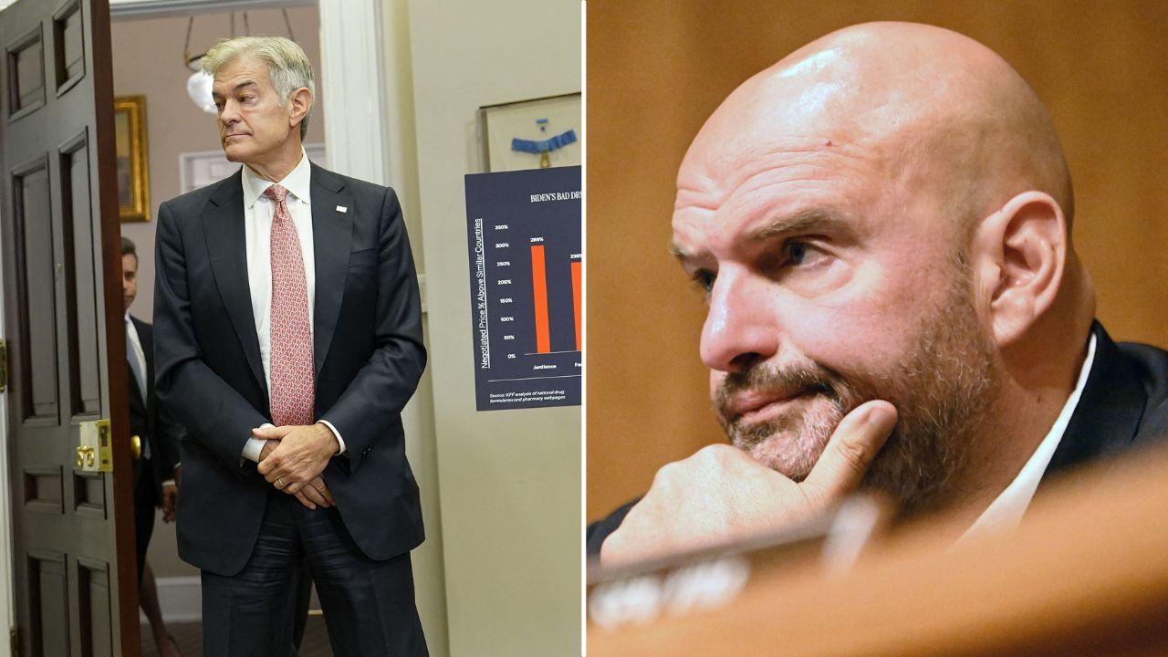 Image of Dr. Mehmet Oz and John Fetterman previously competed in Pennsylvania’s Senate race.