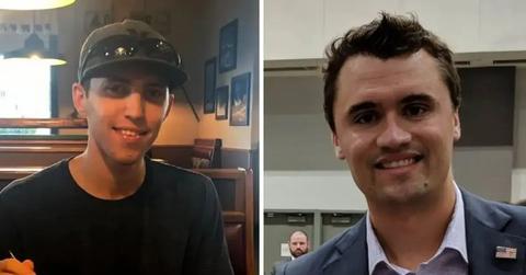 split photo of tyler robinson and charlie kirk