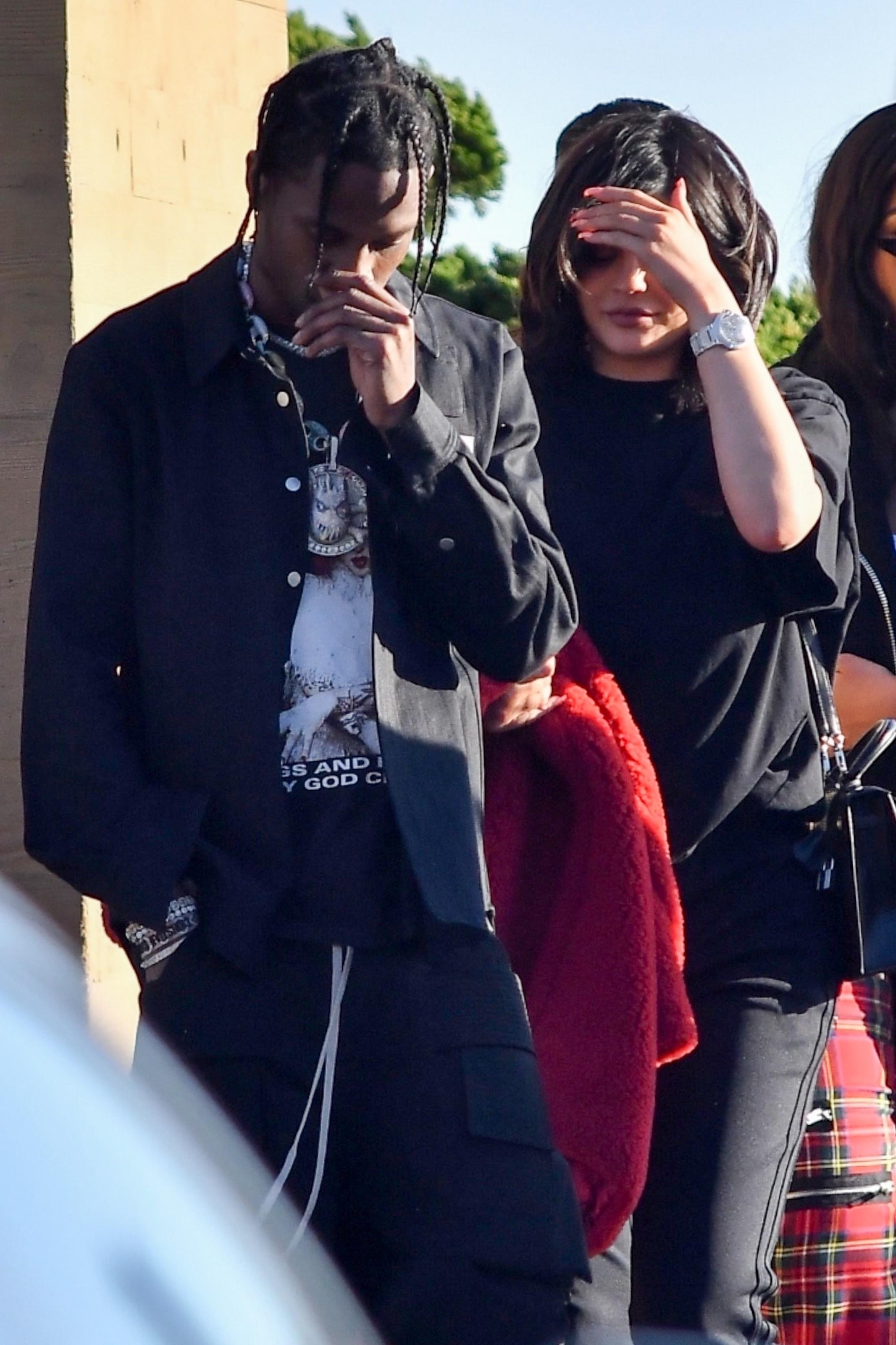 New parents Kylie Jenner and Travis Scott have lunch at Nobu with friends