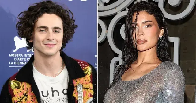 Split photo of Timothee Chalamet and Kylie Jenner.