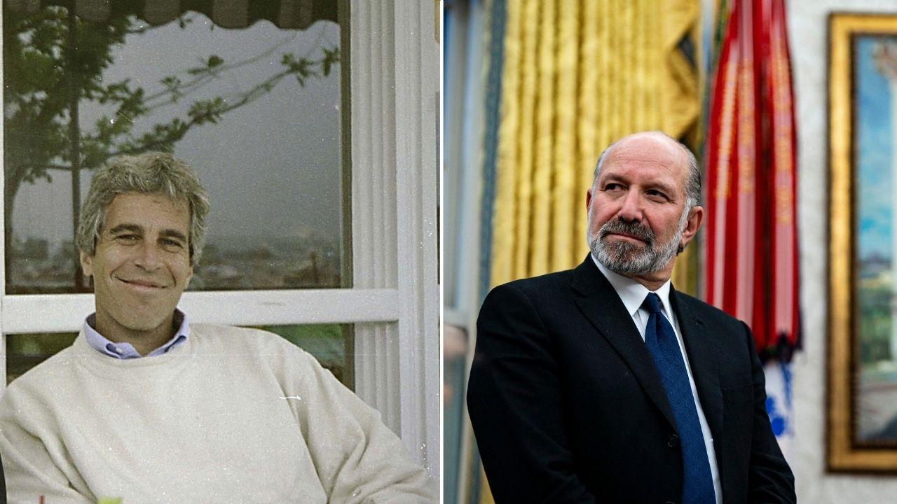 Split photo of Jeffrey Epstein and Howard Lutnick