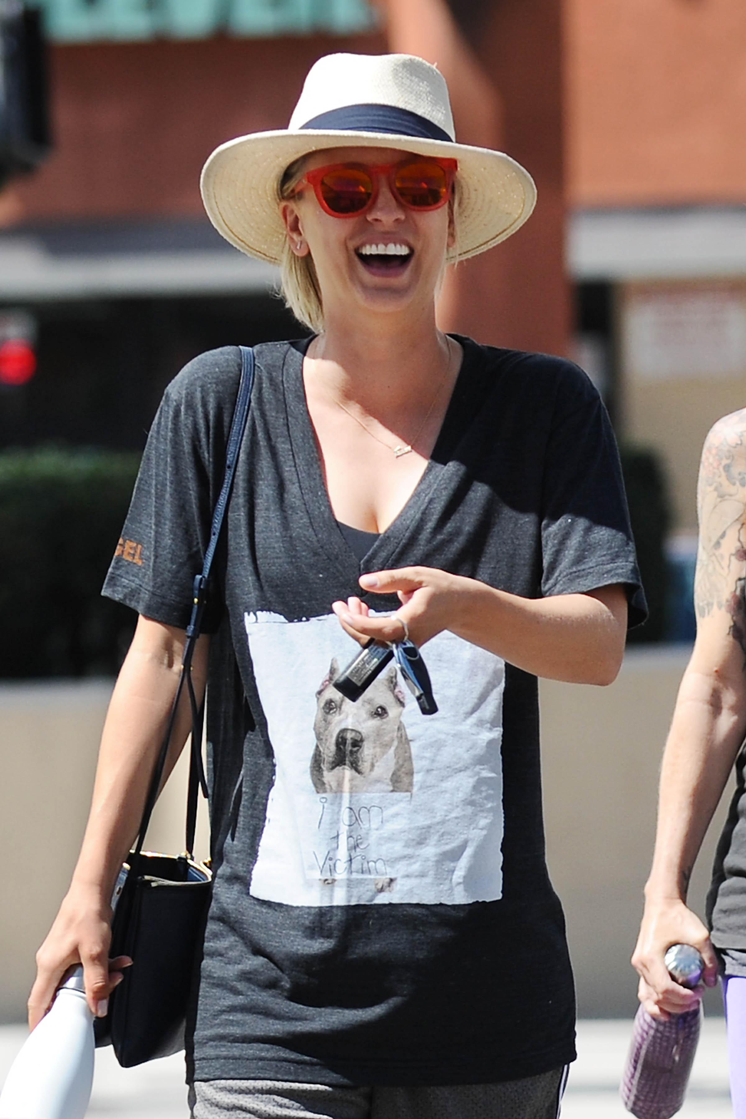 Kaley Cuoco is all smiles after lunch and yoga with friends