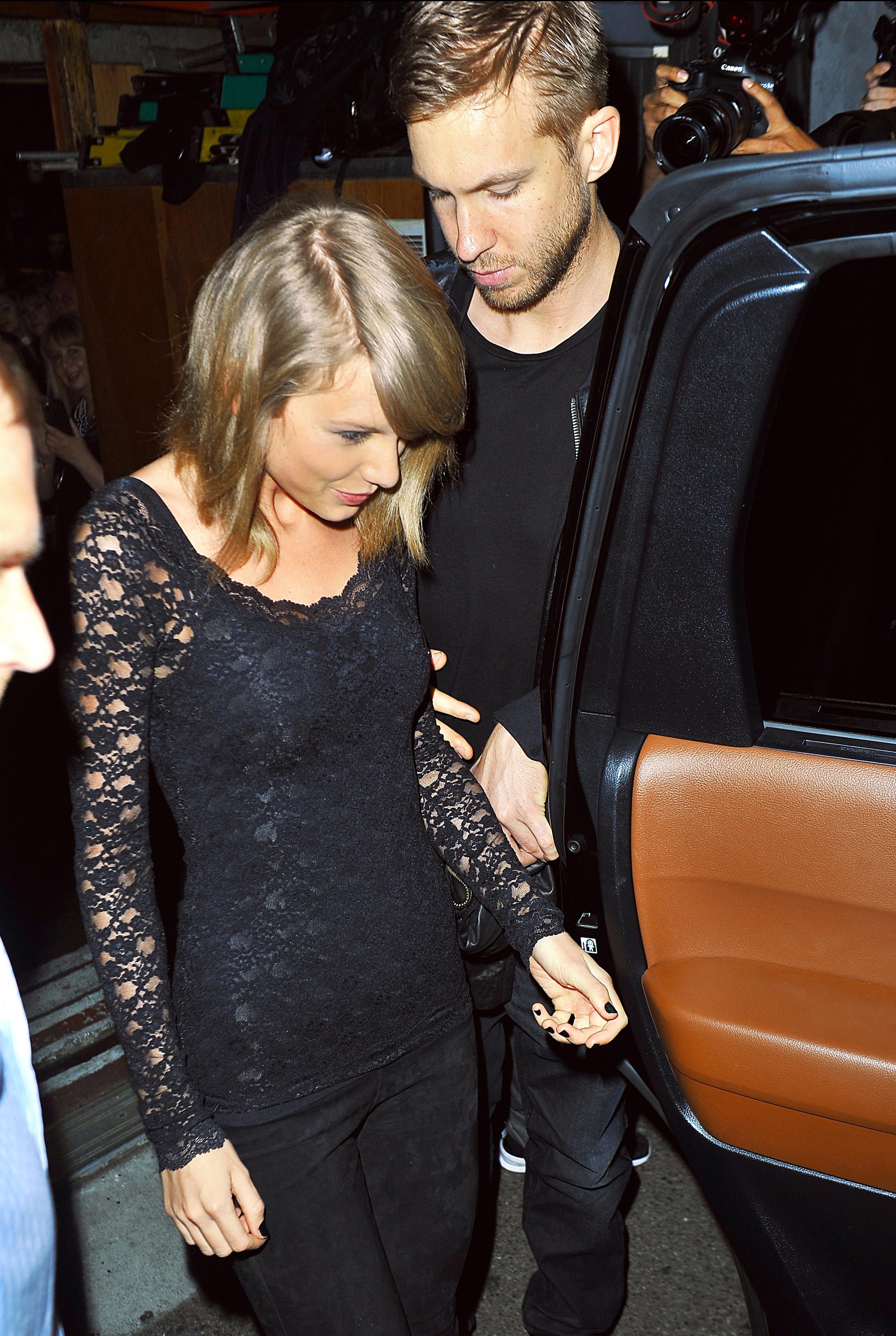 Taylor Swift and rumored boyfriend Calvin Harris spotted holding hands after a show at Troubadour Club in West Hollywood, CA.