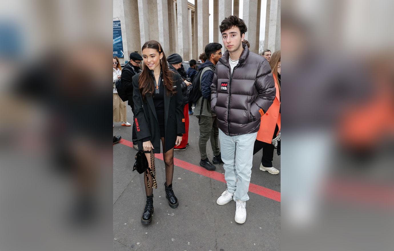 Madison Beer and Zack Bia leaving Heron Preston show during the Paris Fashion week 2019