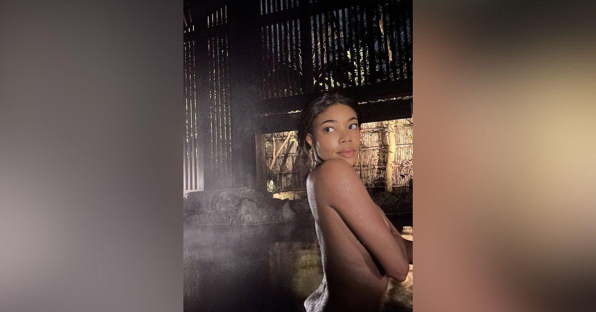 Image of Gabrielle Union ditched her clothing in a Japan hot spring.