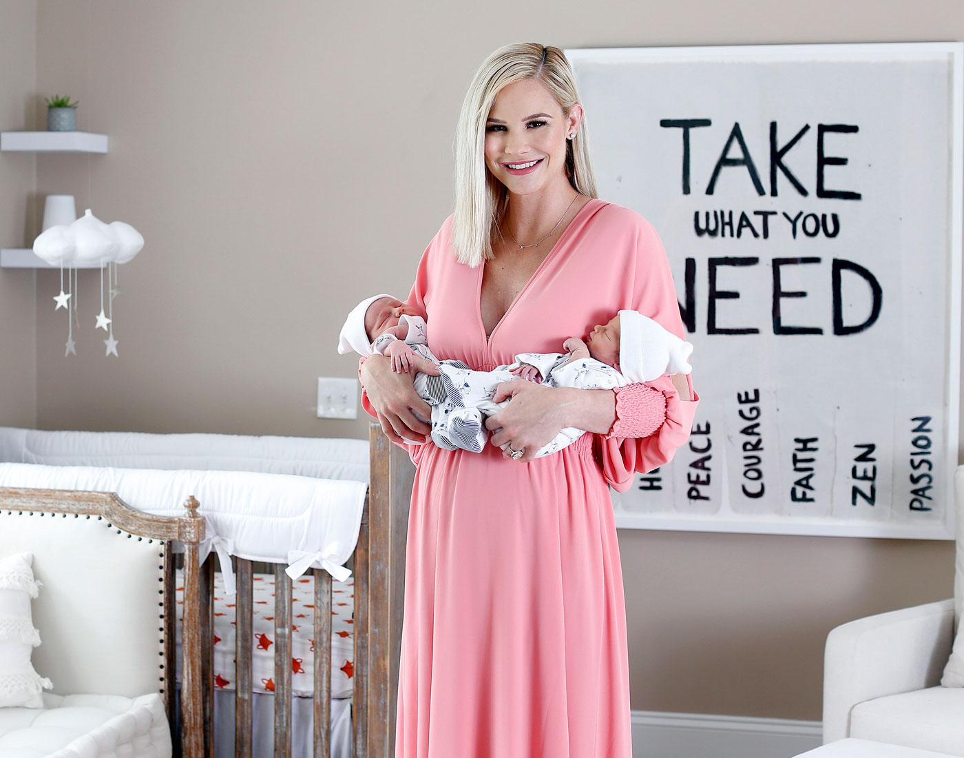 EXCLUSIVE: Precious Cargo! Meghan King Edmonds looks flawless as she proudly shows off her almost two week old twin boys, Hayes and Hart.