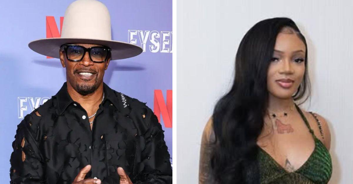 image of Jamie Foxx protected GloRilla at his daughter’s Halloween festival.