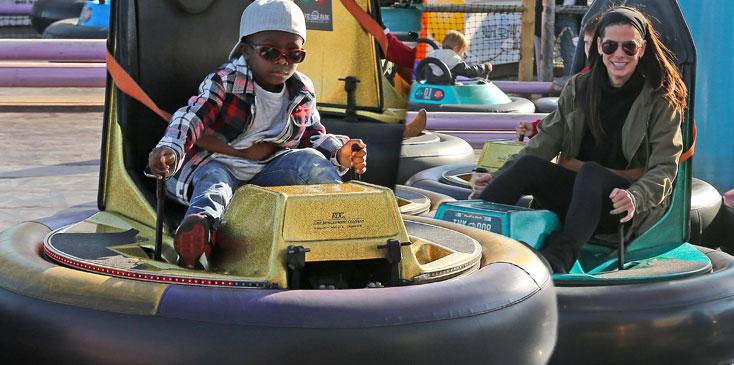 sandra bullock son louis bumper car fun