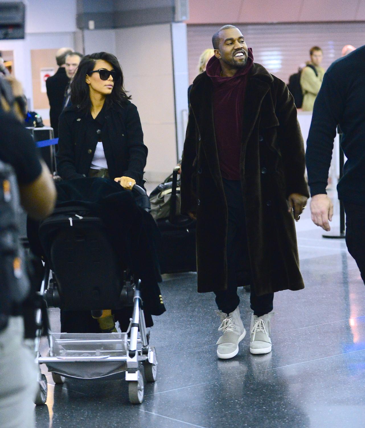 Kim Kardashian, Kanye West and baby North fly into NYC