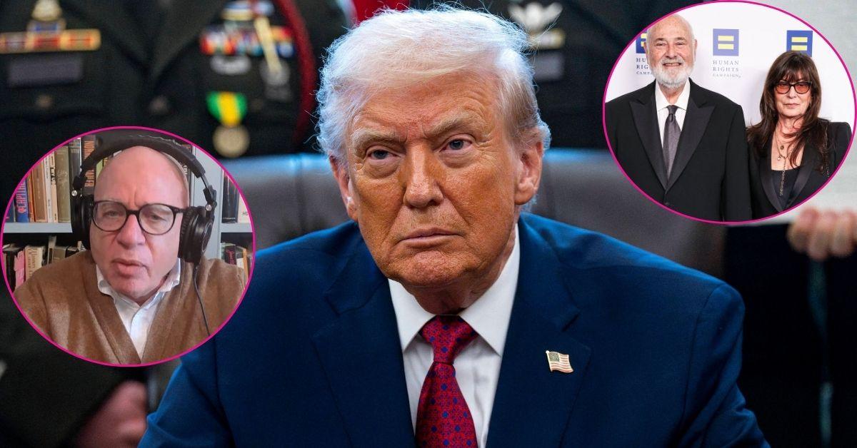 composite photo of donald ttrump, michael wolff and rob and michele reiner