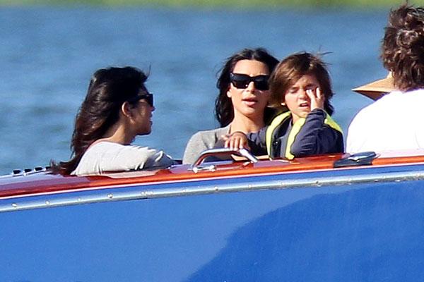 Kim Kardashian takes a selfie on a boat with Kourtney Kardashian, Mason Disick, Jonathan Cheban and Jonathan&#8217;s mom in the Hamptons, NY