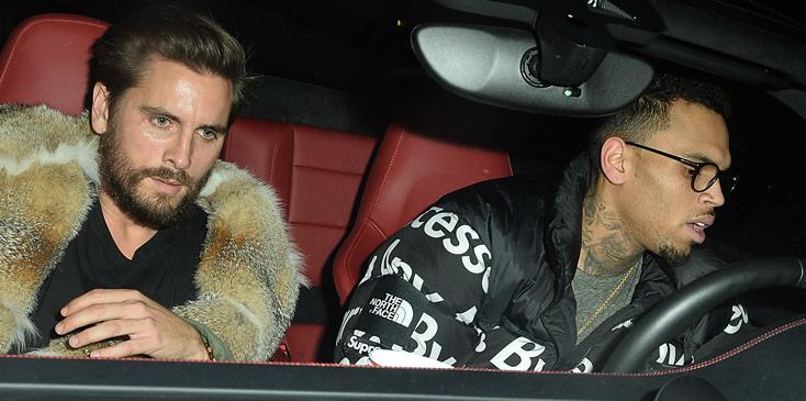 Scott Disick and Chris Brown Leave The Nice Guy in West Hollywood