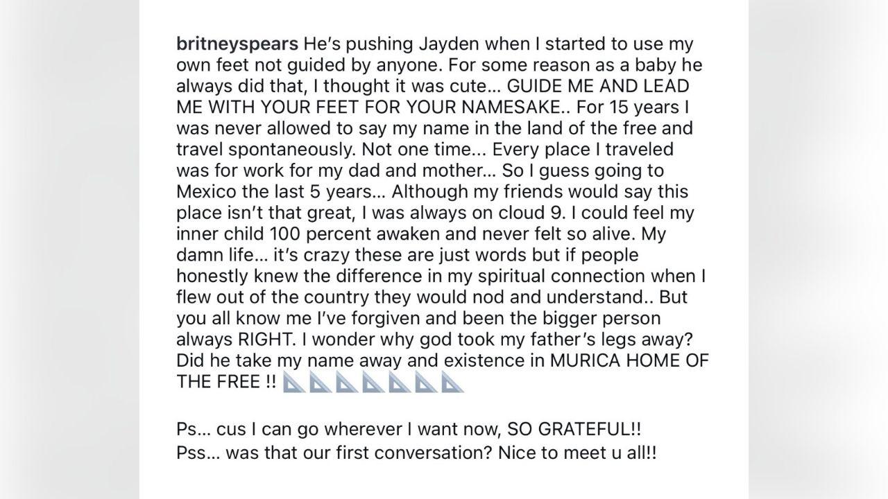 image of Britney Spears appeared to reference her estranged father, Jamie Spears, in a deleted post.