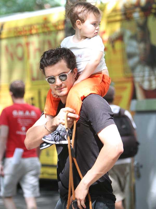 Orlando and Flynn Bloom go for a walk in Central Park, NYC