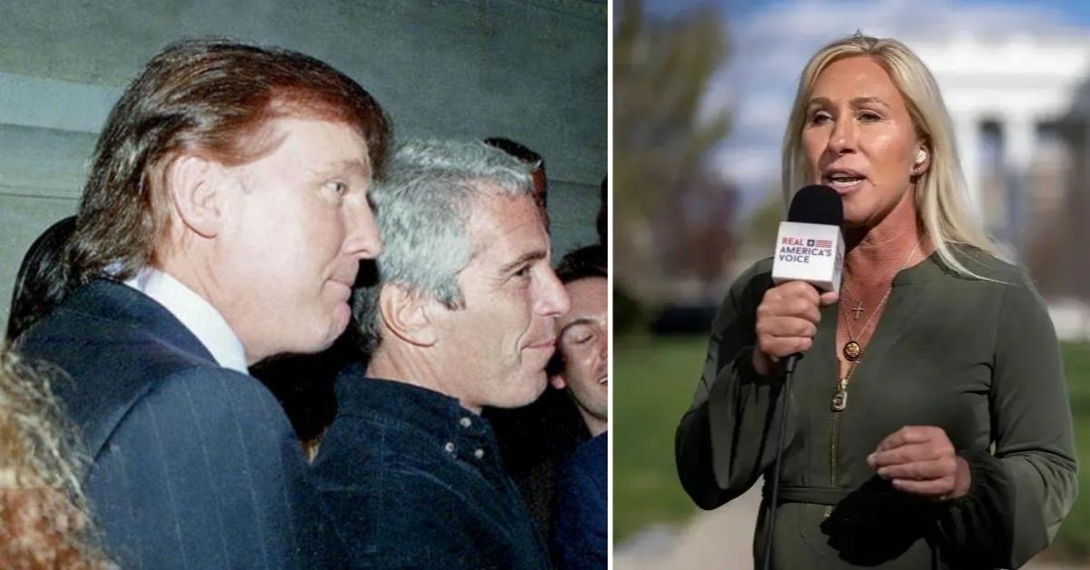 Photo of Donald Trump with Jeffrey Epstein and picture of Marjorie Taylor Greene