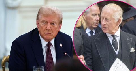 image of Donald Trump, inset of King Charles