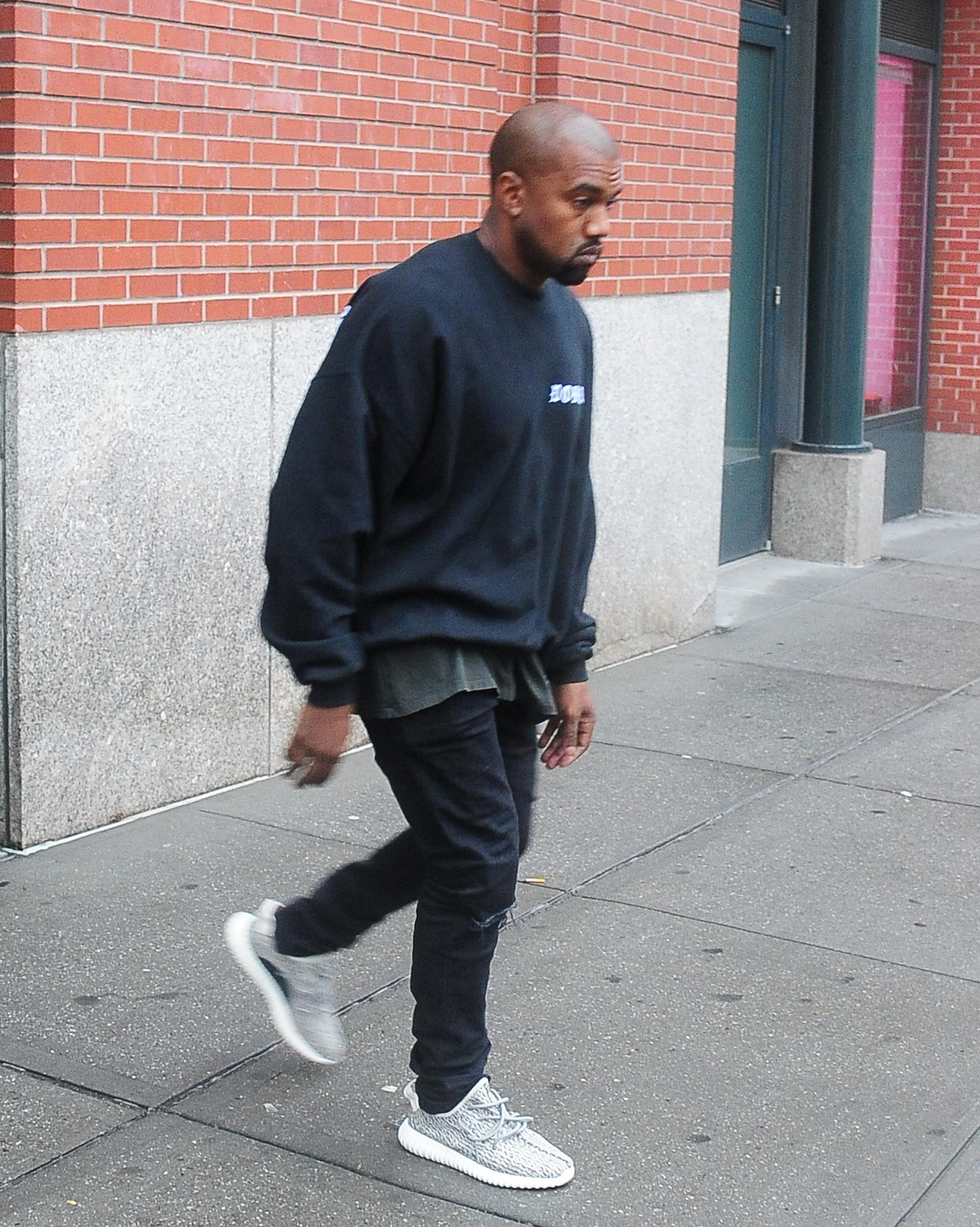 Kanye West on his way to the gym in SoHo