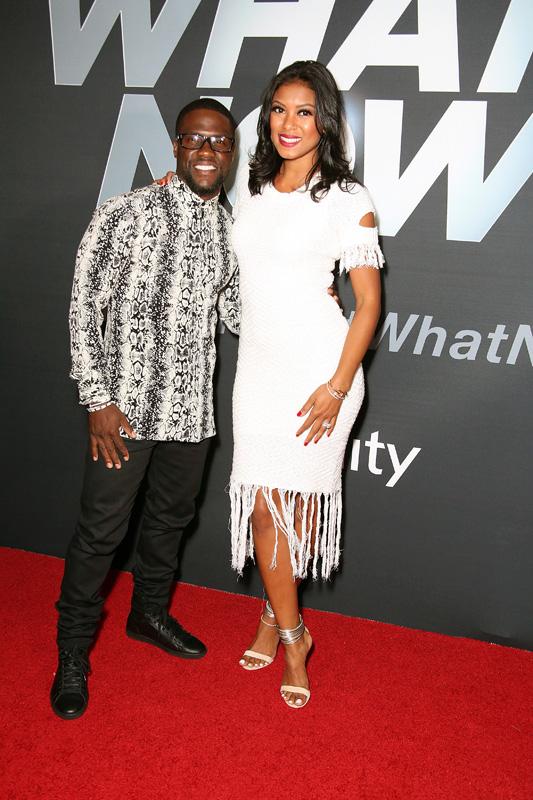 Kevin Hart and wife Eniko Parrish pose at the &#8220;Kevin Hart: What Now?&#8221; movie screening