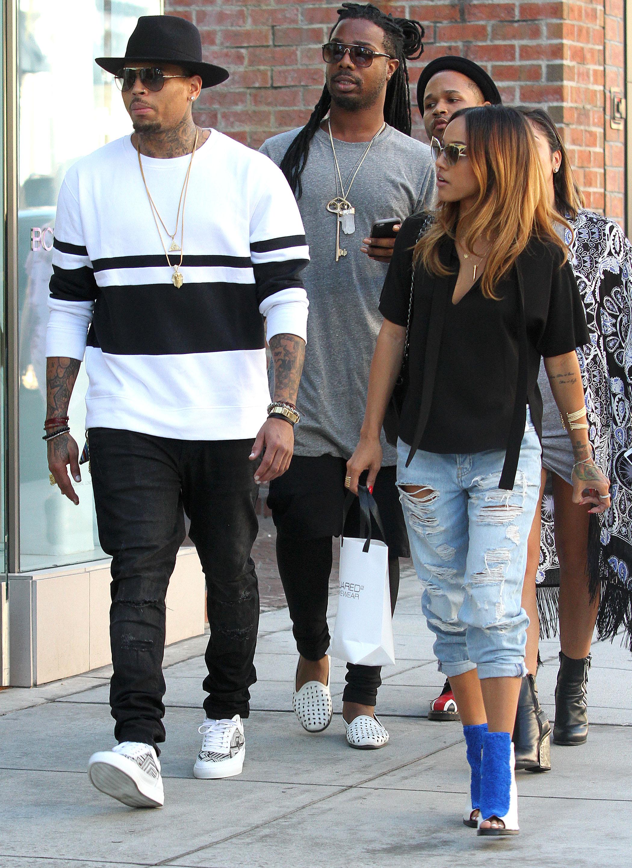 Chris Brown and girlfriend out for some shopping in Beverly Hills***NO DAILY MAIL SALES***