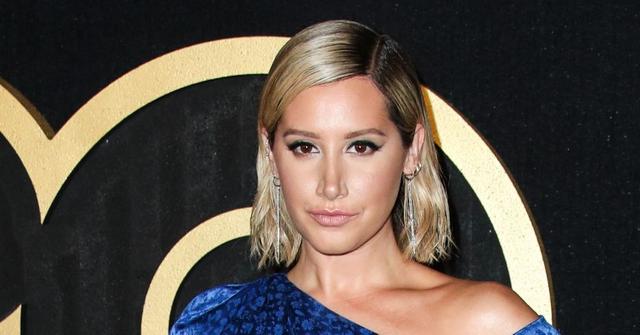 Ashley Tisdale Wearing a Blue Dress