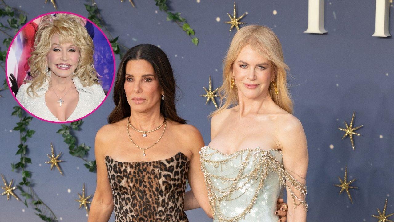 Split photo of Dolly Parton, Nicole Kidman and Sandra Bullock