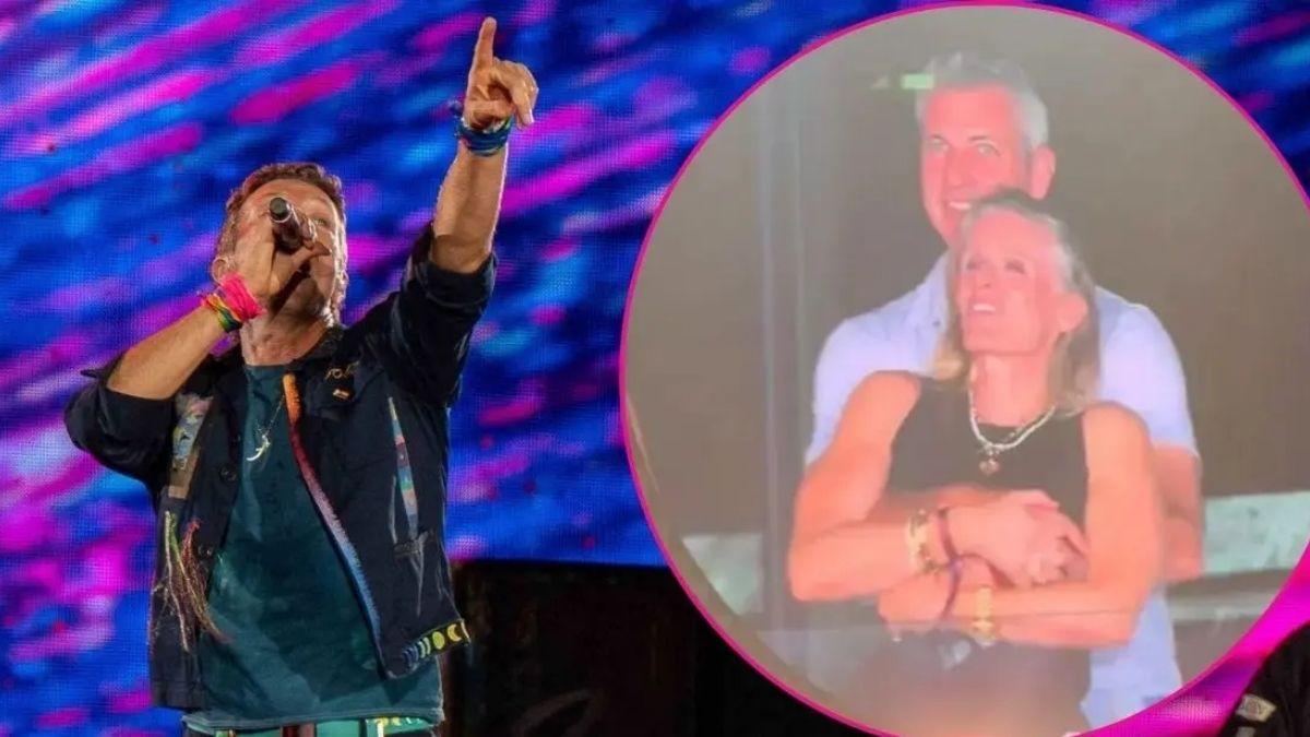 composite photo of chris martin and andy byron and kristin cabot