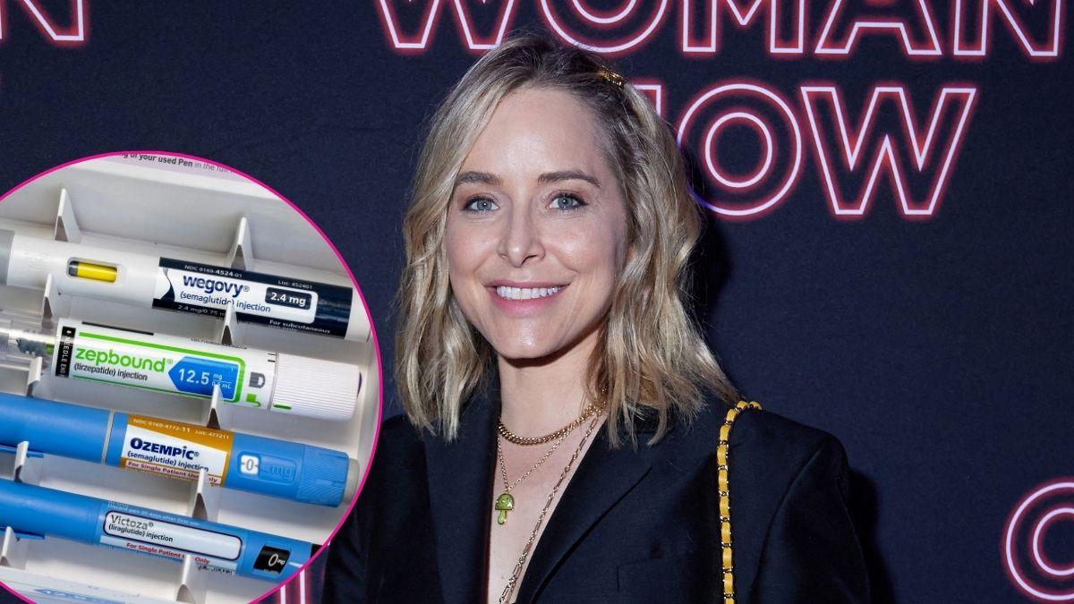 Composite photo of Jenny Mollen and weight loss drugs.
