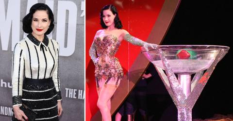 Two photos of Dita Von Teese