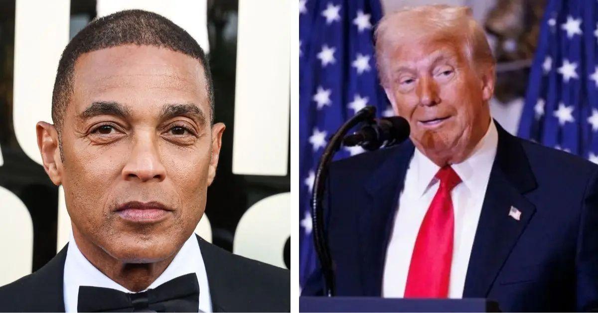 split photo of don lemon and donald trump