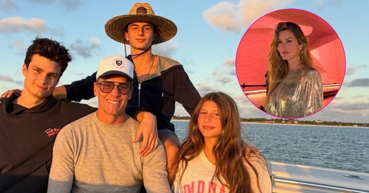 Photo of Tom Brady with his kids; Gisele Bündchen